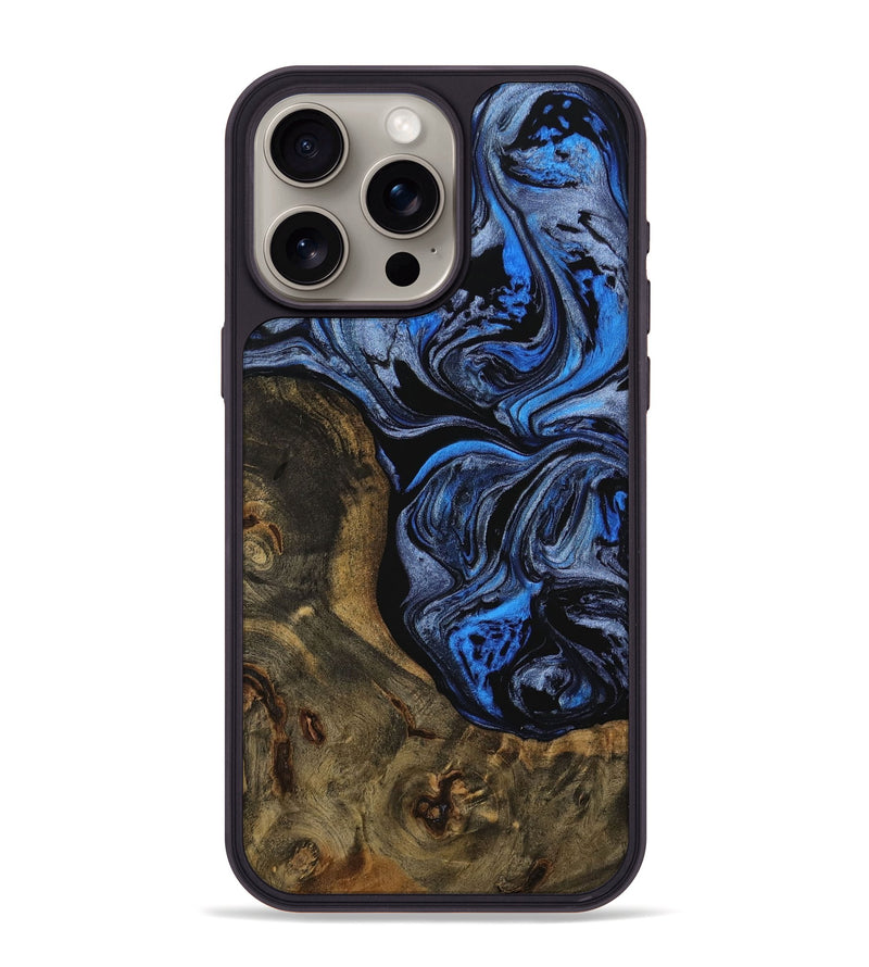 iPhone 15 Pro Max Wood Phone Case - Malethia (Blue, 728561)