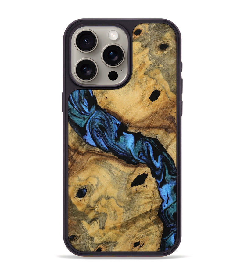 iPhone 15 Pro Max Wood Phone Case - Cyb (Blue, 728562)