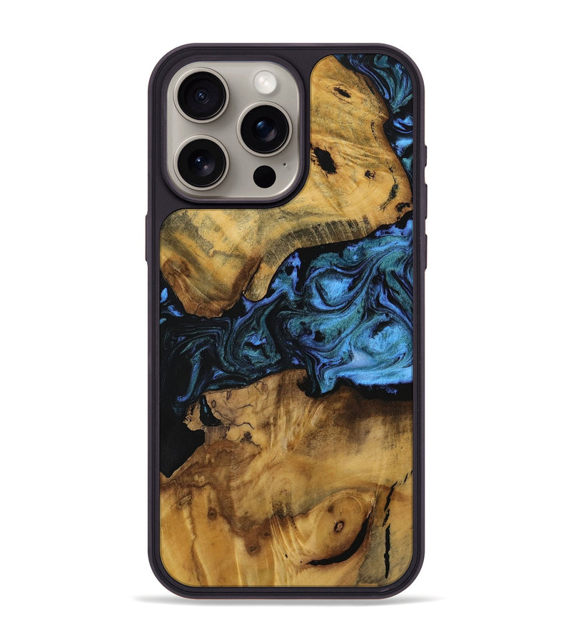 iPhone 15 Pro Max Wood Phone Case - Dennis (Blue, 728563)