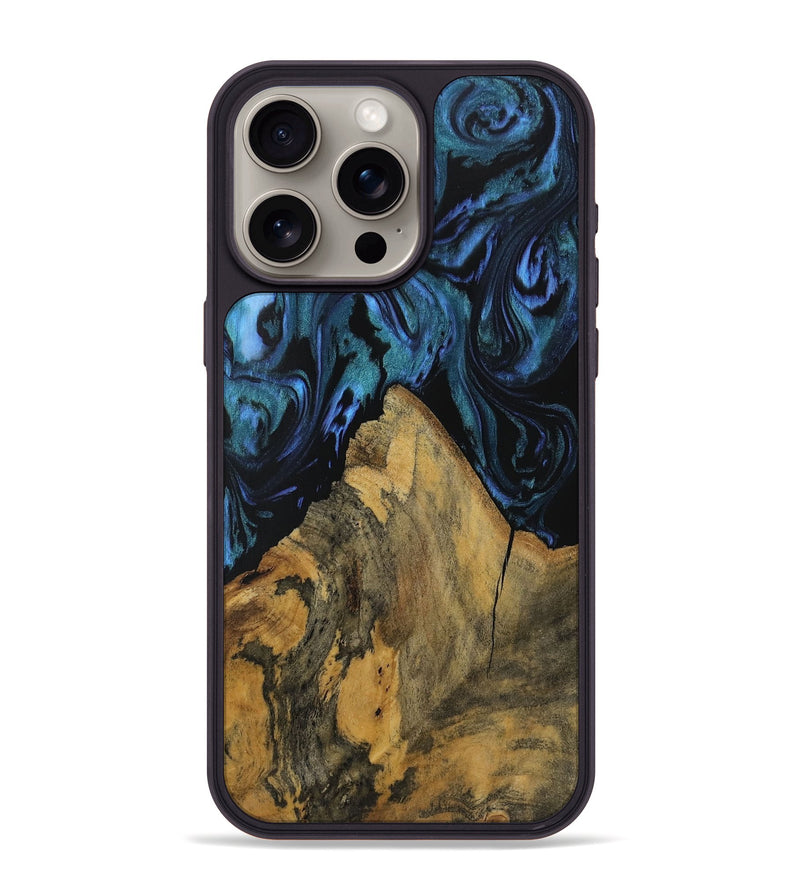 iPhone 15 Pro Max Wood Phone Case - Yeung (Blue, 728564)