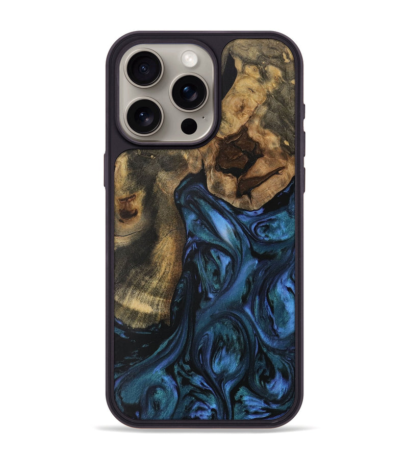 iPhone 15 Pro Max Wood Phone Case - Hildur (Blue, 728569)