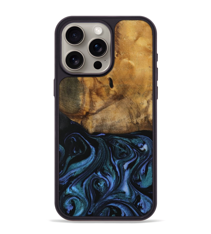 iPhone 15 Pro Max Wood Phone Case - Phillida (Blue, 728582)