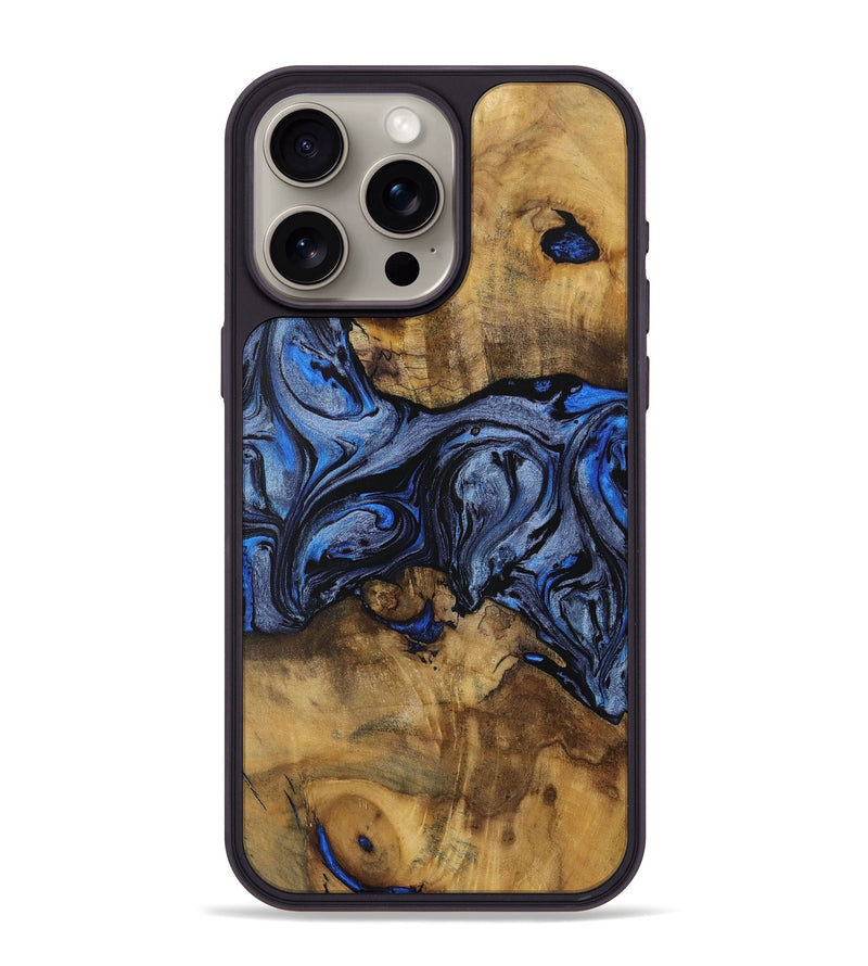 iPhone 15 Pro Max Wood Phone Case - Maddox (Blue, 728583)