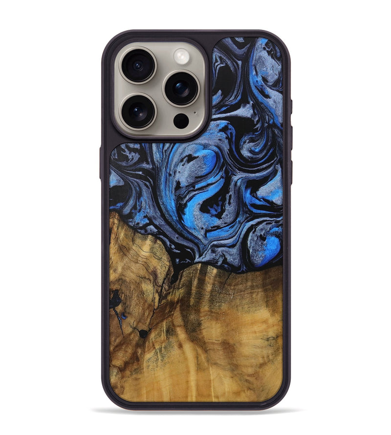 iPhone 15 Pro Max Wood Phone Case - Janelle (Blue, 728584)