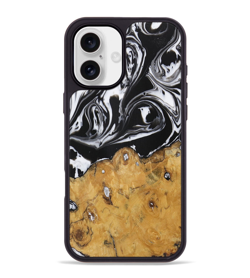 iPhone 16 Plus Wood Phone Case - Alis (Black & White, 728603)