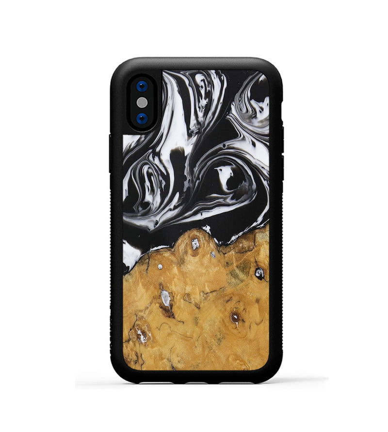 iPhone Xs Wood Phone Case - Alis (Black & White, 728603)