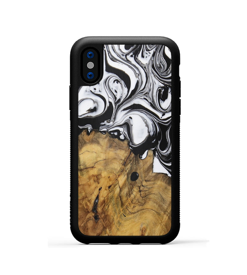 iPhone Xs Wood Phone Case - Avinash (Black & White, 728604)