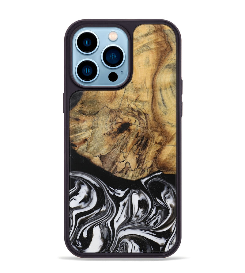 iPhone 14 Pro Max Wood Phone Case - Camino (Black & White, 728605)