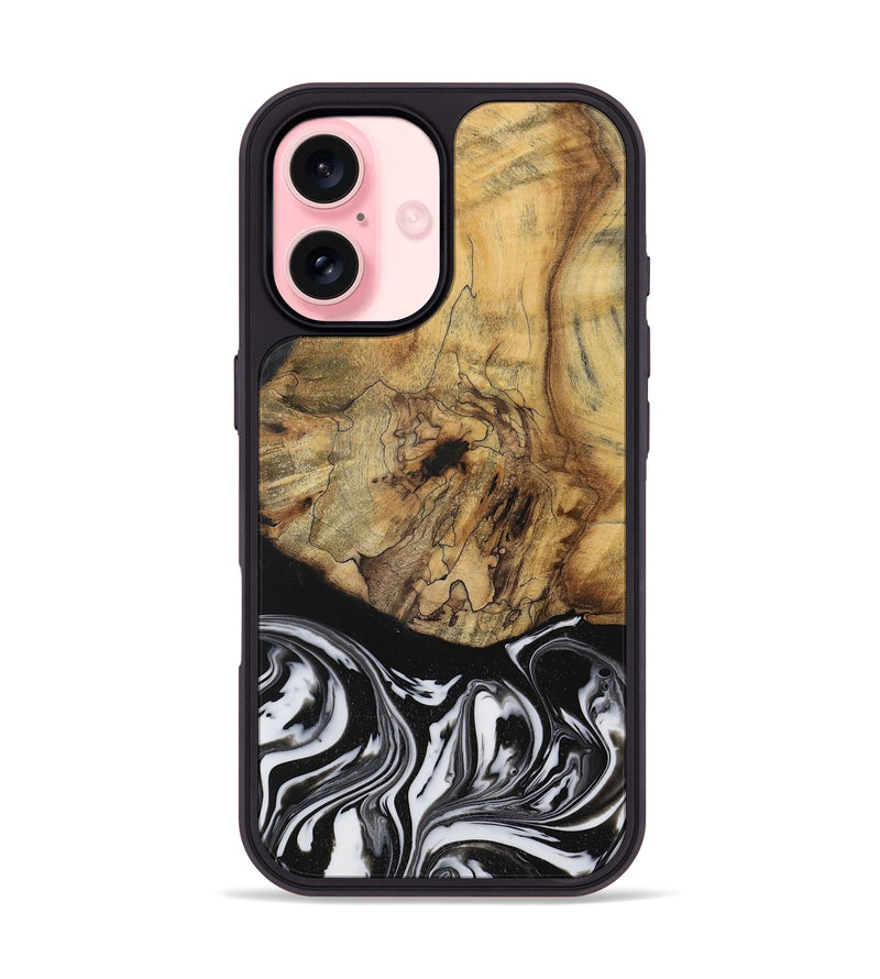 iPhone 16 Wood Phone Case - Camino (Black & White, 728605)