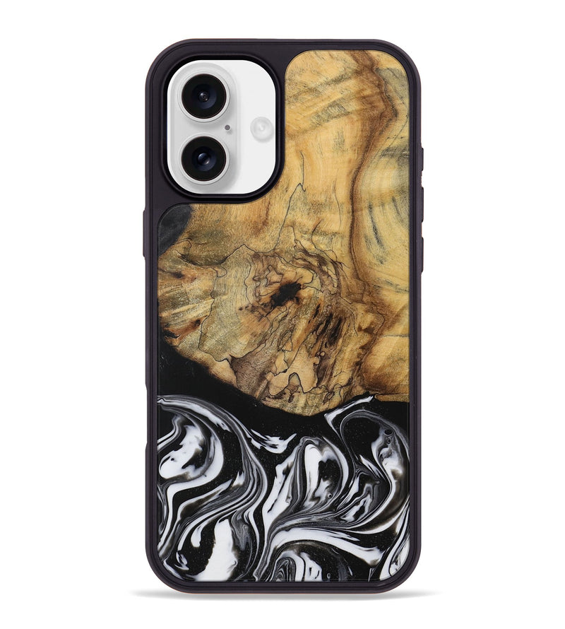 iPhone 16 Plus Wood Phone Case - Camino (Black & White, 728605)