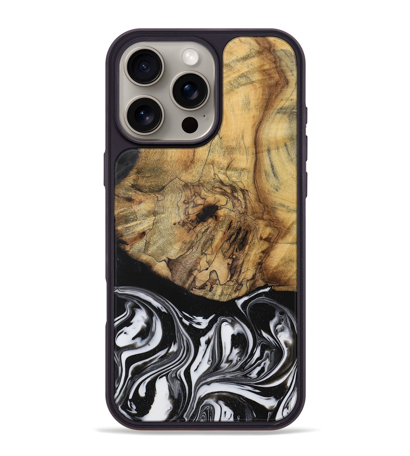 iPhone 16 Pro Max Wood Phone Case - Camino (Black & White, 728605)