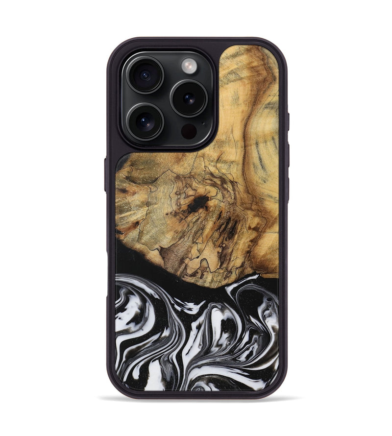 iPhone 16 Pro Wood Phone Case - Camino (Black & White, 728605)