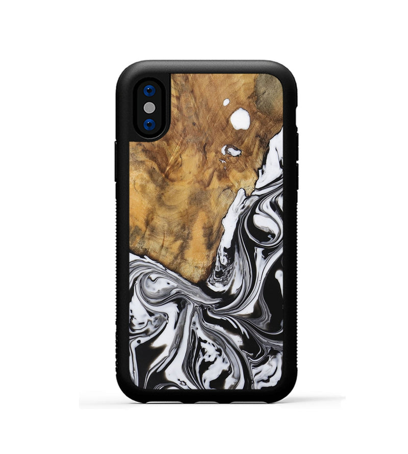 iPhone Xs Wood Phone Case - Avril (Black & White, 728606)