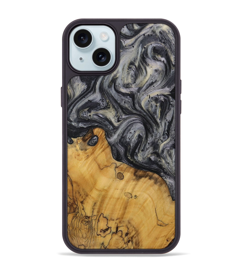 iPhone 15 Plus Wood Phone Case - Joyan (Black & White, 728607)