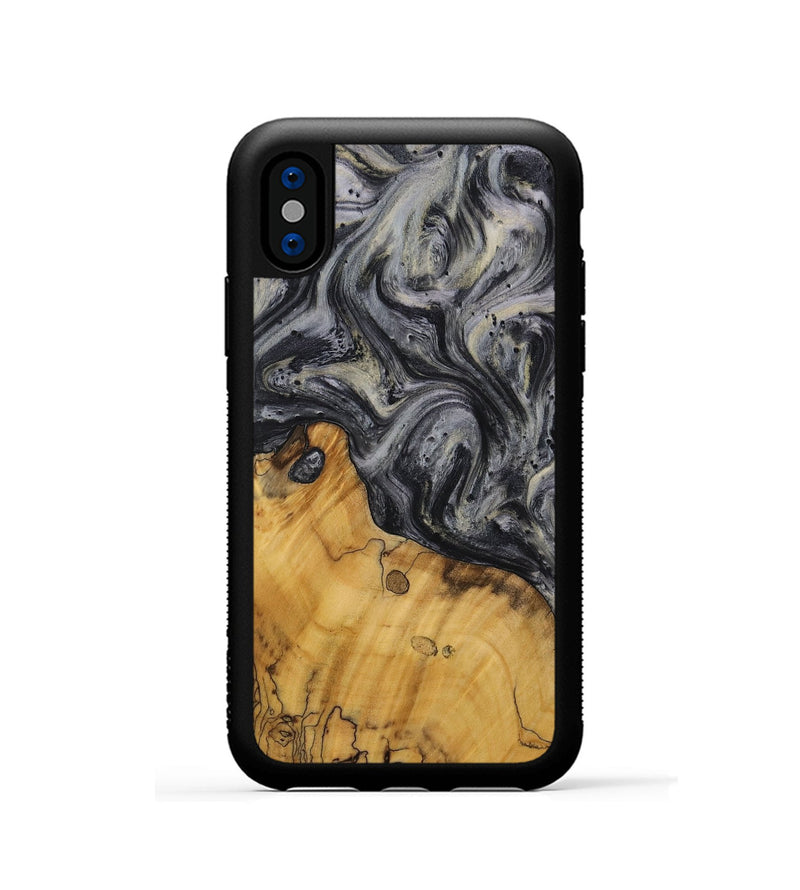 iPhone Xs Wood Phone Case - Joyan (Black & White, 728607)