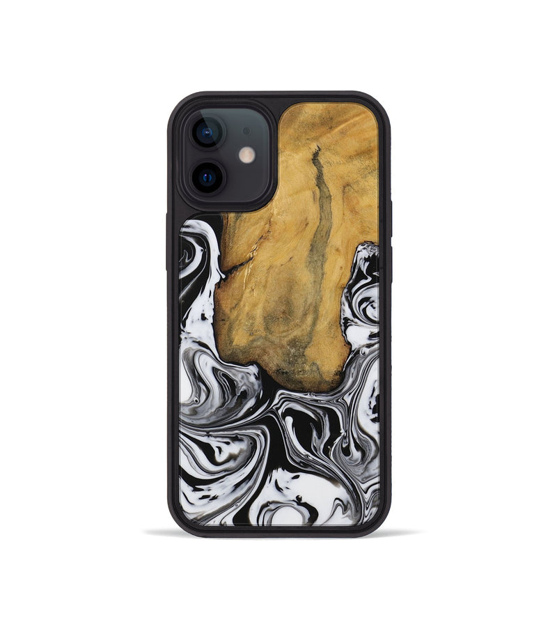 iPhone 12 mini Wood Phone Case - Kiefer (Black & White, 728609)