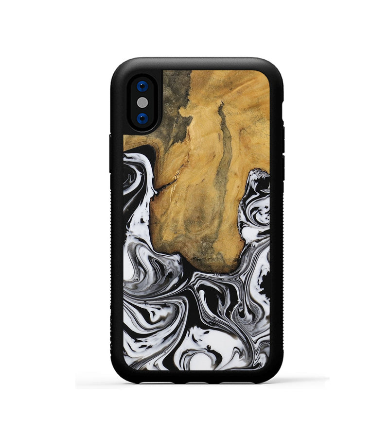 iPhone Xs Wood Phone Case - Kiefer (Black & White, 728609)