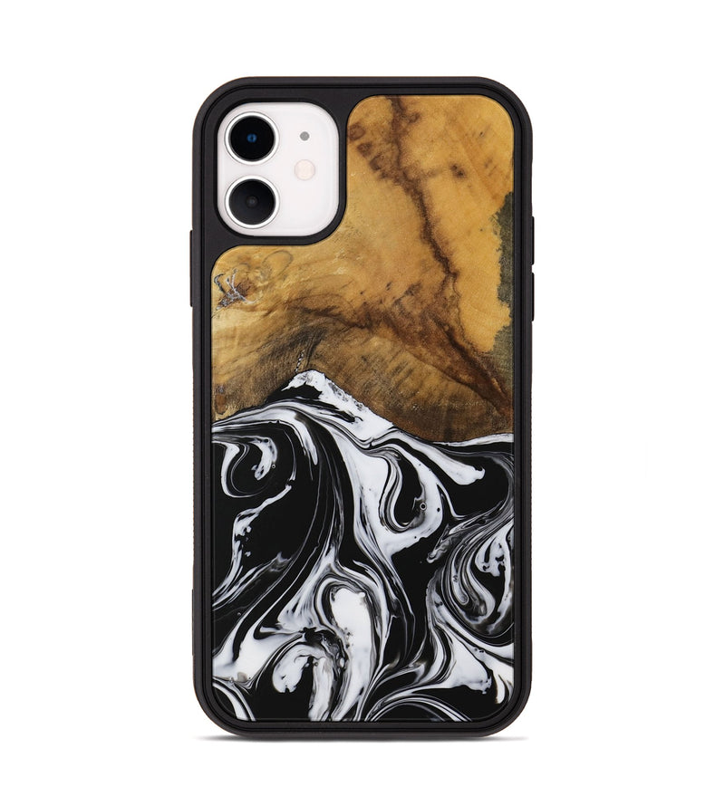 iPhone 11 Wood Phone Case - Venka (Black & White, 728610)