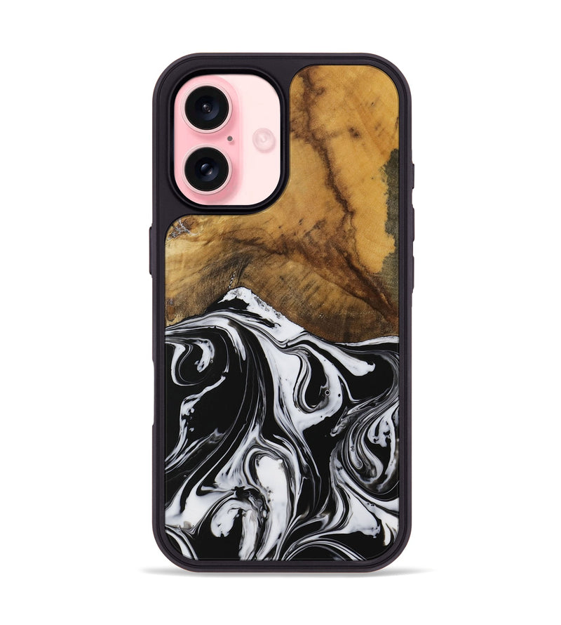 iPhone 16 Wood Phone Case - Venka (Black & White, 728610)