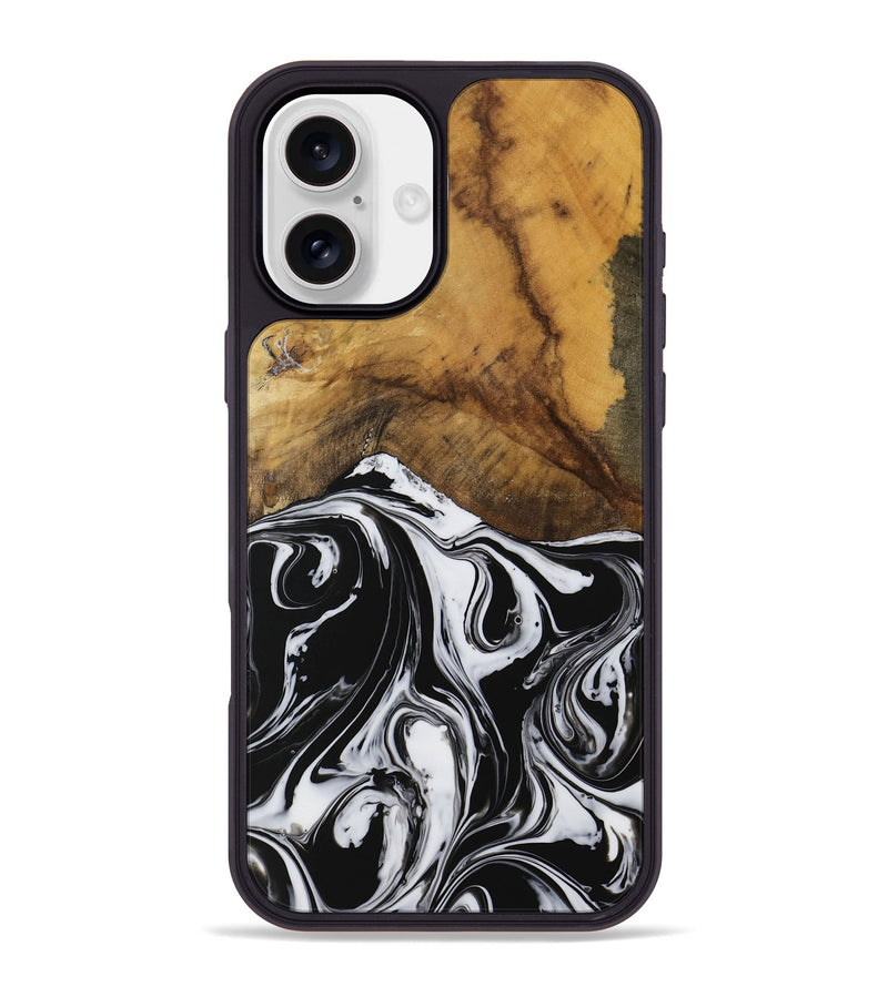 iPhone 16 Plus Wood Phone Case - Venka (Black & White, 728610)