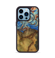 iPhone 14 Pro Wood Phone Case - Darrien (Teal & Gold, 728613)