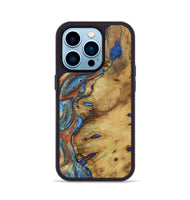 iPhone 14 Pro Wood Phone Case - Radoslav (Teal & Gold, 728616)