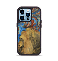 iPhone 14 Pro Wood Phone Case - Ethie (Teal & Gold, 728617)