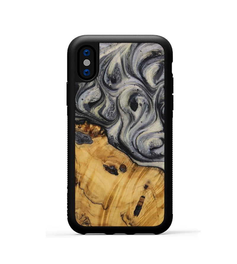 iPhone Xs Wood Phone Case - Shilla (Black & White, 728623)