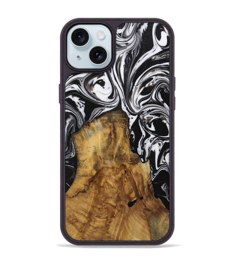 iPhone 15 Plus Wood Phone Case - Soyeh (Black & White, 728626)