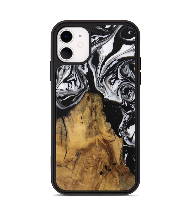 iPhone 11 Wood Phone Case - Inquire (Black & White, 728629)