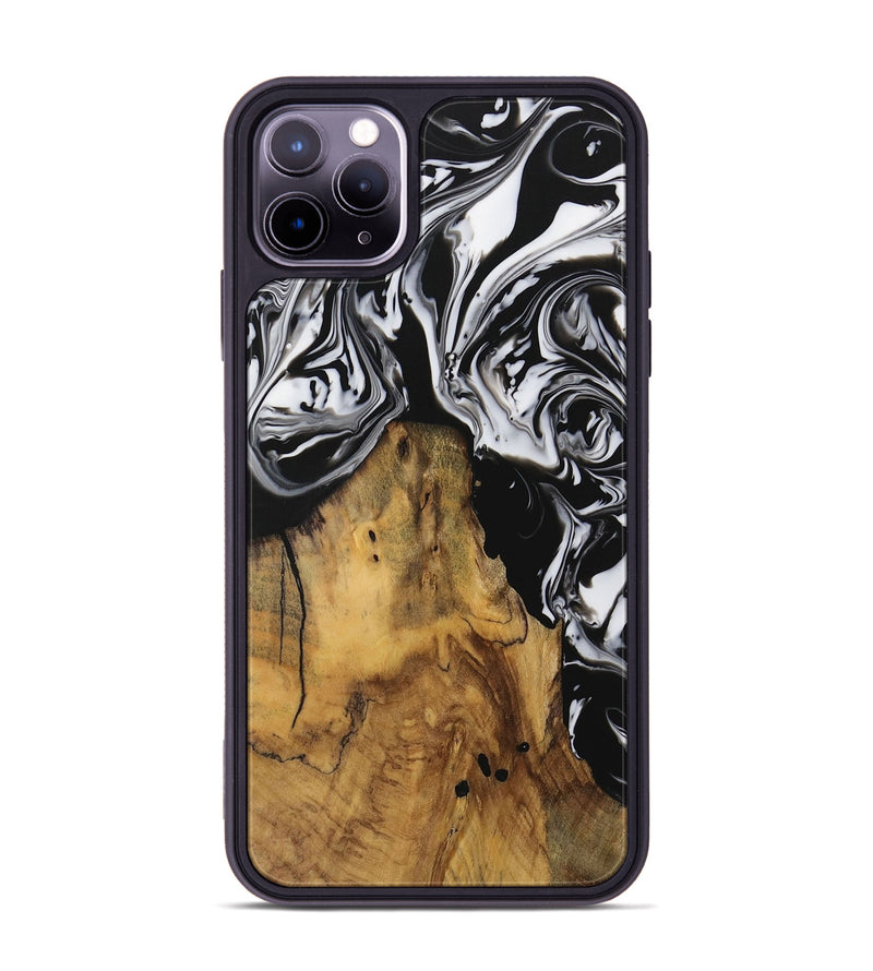 iPhone 11 Pro Max Wood Phone Case - Inquire (Black & White, 728629)