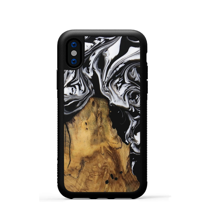 iPhone Xs Wood Phone Case - Inquire (Black & White, 728629)