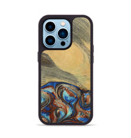 iPhone 14 Pro Wood Phone Case - Kallie (Teal & Gold, 728636)