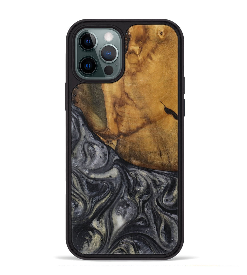 iPhone 12 Pro Max Wood Phone Case - Lisle (Black & White, 728646)