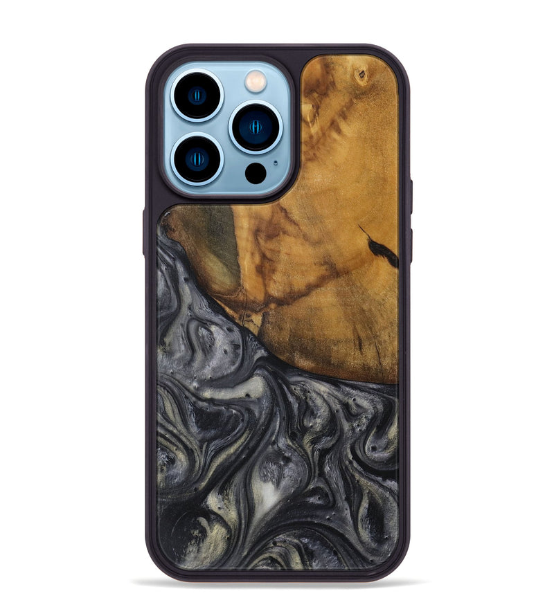 iPhone 14 Pro Max Wood Phone Case - Lisle (Black & White, 728646)