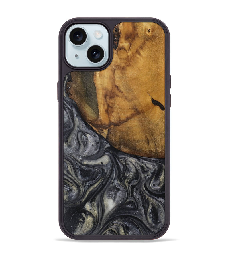 iPhone 15 Plus Wood Phone Case - Lisle (Black & White, 728646)