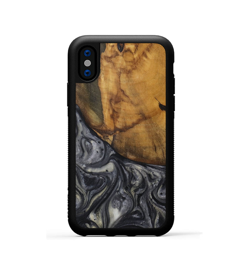 iPhone Xs Wood Phone Case - Lisle (Black & White, 728646)