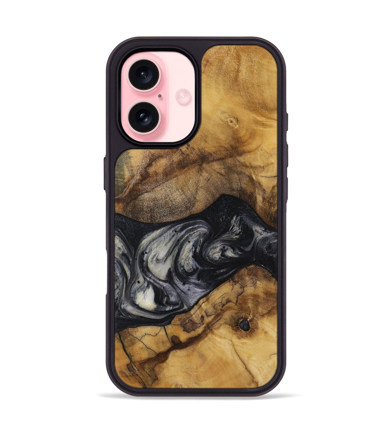 iPhone 16 Wood Phone Case - Jojo (Black & White, 728647)