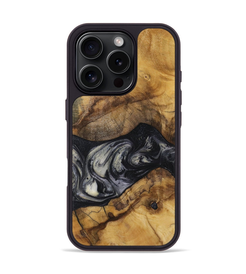 iPhone 16 Pro Wood Phone Case - Jojo (Black & White, 728647)