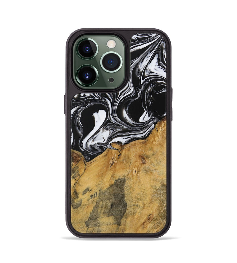 iPhone 13 Pro Wood Phone Case - Darrol (Black & White, 728648)