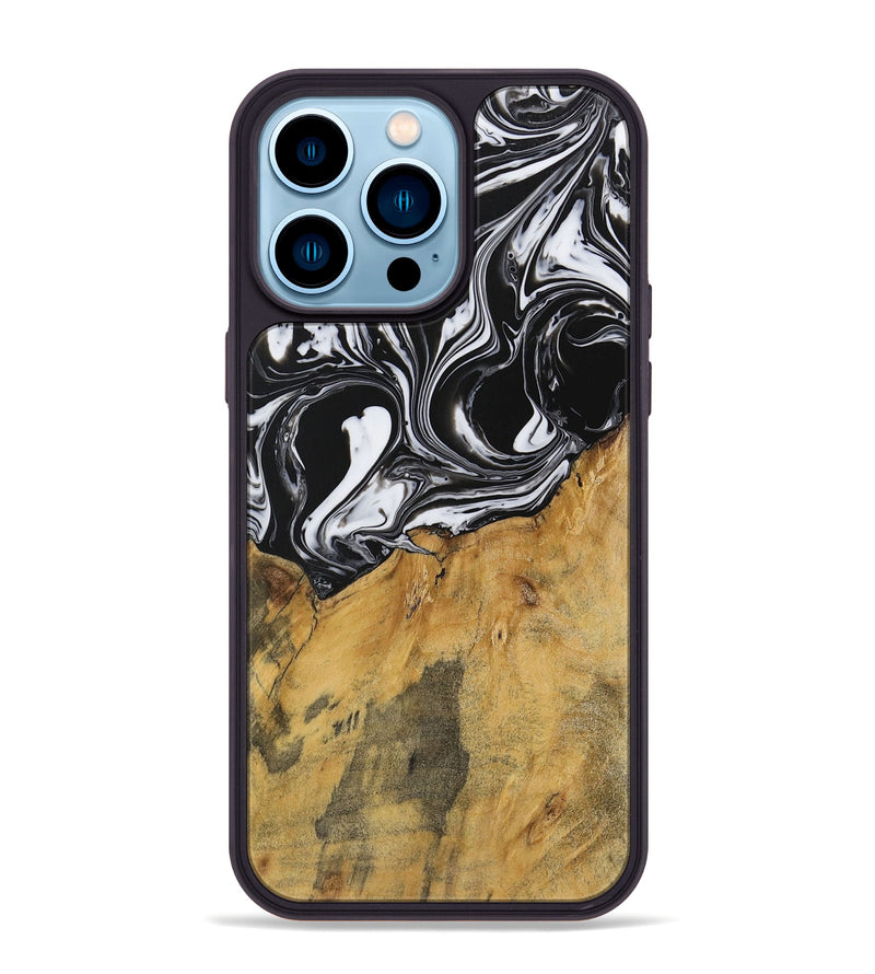 iPhone 14 Pro Max Wood Phone Case - Darrol (Black & White, 728648)