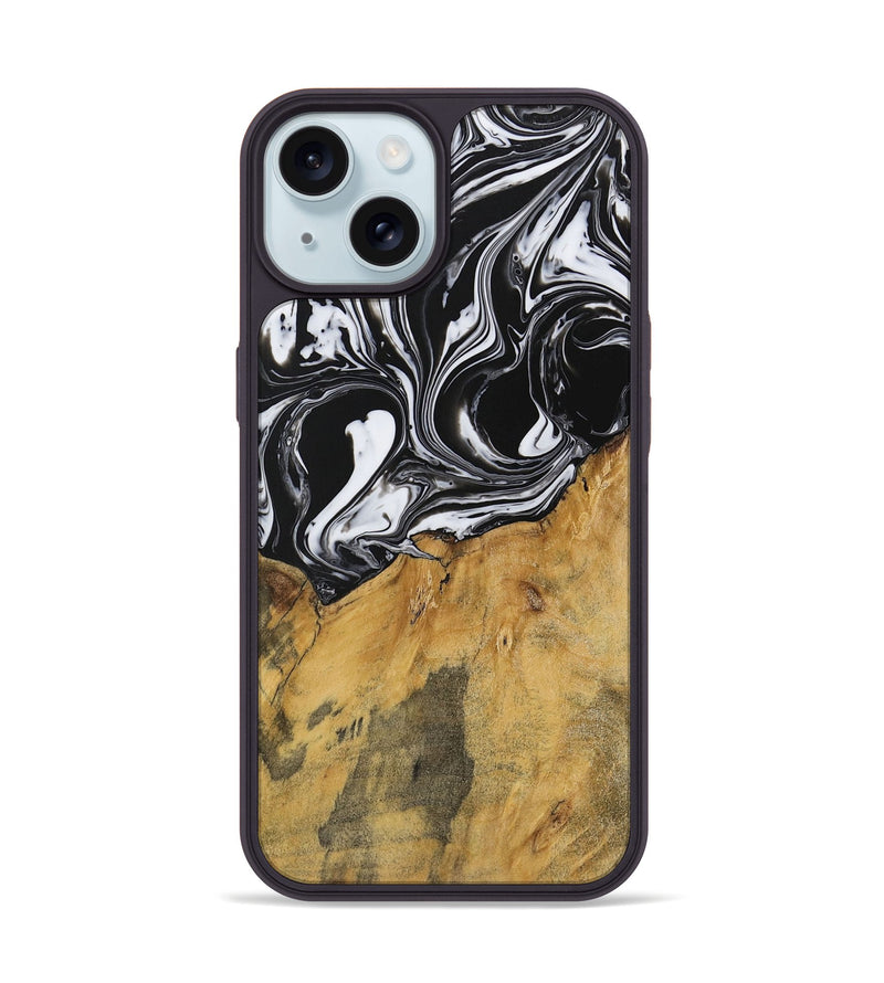 iPhone 15 Wood Phone Case - Darrol (Black & White, 728648)