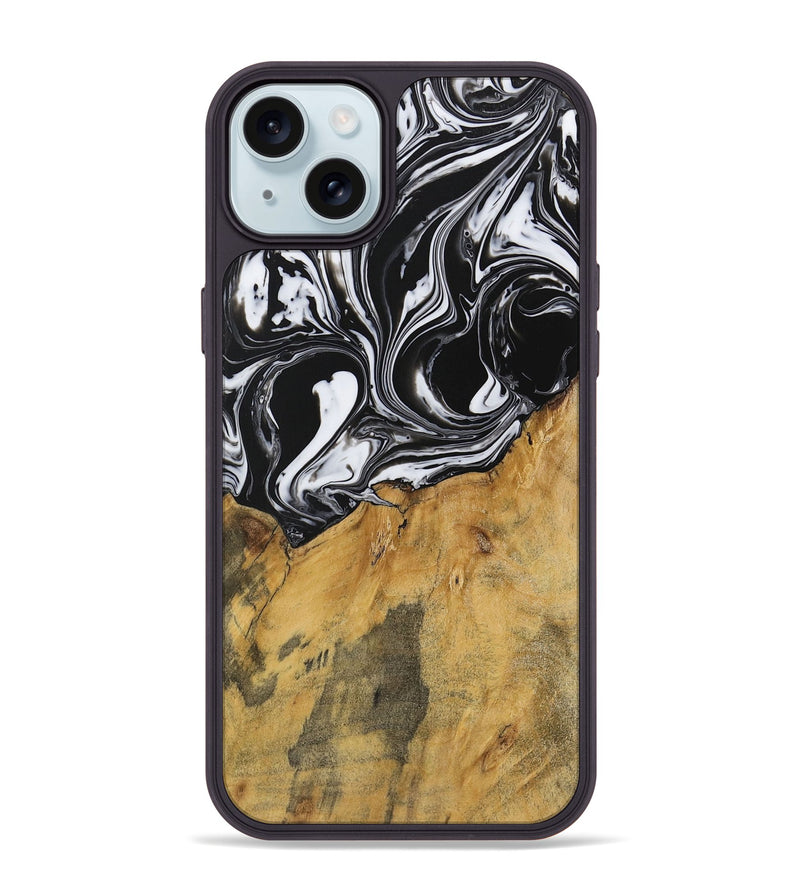 iPhone 15 Plus Wood Phone Case - Darrol (Black & White, 728648)