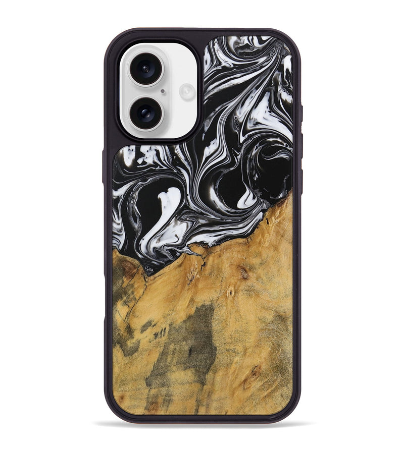 iPhone 16 Plus Wood Phone Case - Darrol (Black & White, 728648)