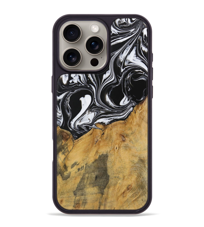 iPhone 16 Pro Max Wood Phone Case - Darrol (Black & White, 728648)