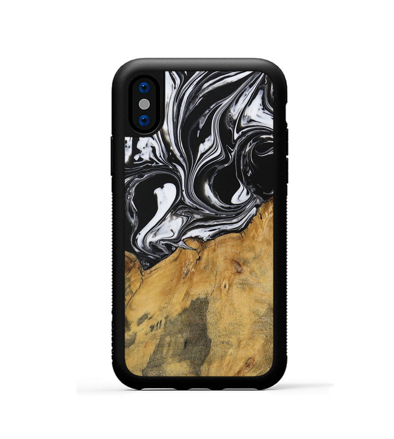 iPhone Xs Wood Phone Case - Darrol (Black & White, 728648)