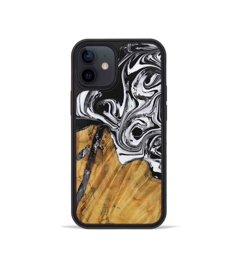 iPhone 12 mini Wood Phone Case - Celinka (Black & White, 728650)