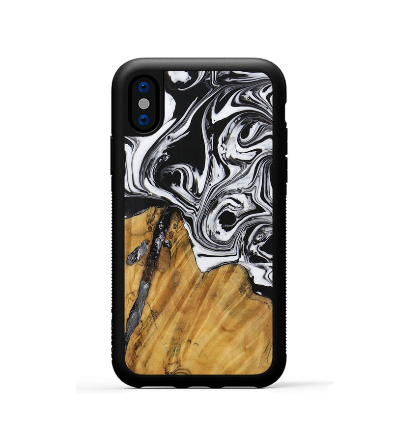 iPhone Xs Wood Phone Case - Celinka (Black & White, 728650)