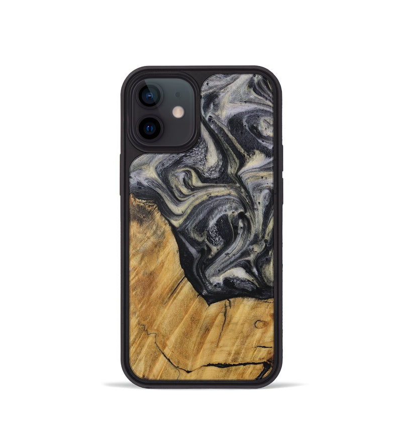 iPhone 12 mini Wood Phone Case - Rebecca (Black & White, 728657)