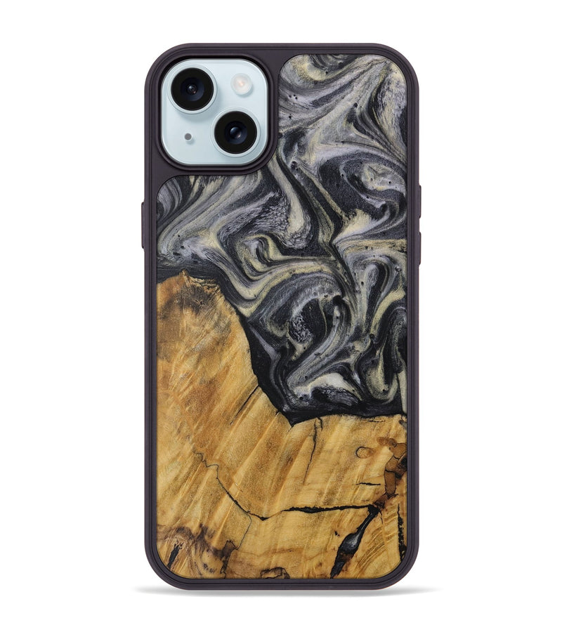 iPhone 15 Plus Wood Phone Case - Rebecca (Black & White, 728657)